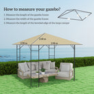 Outsunny 3 x 3(m) Gazebo Canopy Replacement Cover, Garden Gazebo Roof Replacement with Drain Holes, Water Resistant PVC Coating, 370g/?, UPF30+, TOP COVER ONLY, Beige - anydaydirect