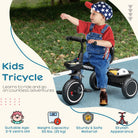 AIYAPLAY Kids Trike for 2-5 Years with Adjustable Seat, Pedal, Baskets, Black - anydaydirect
