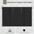 Outsunny Gazebo Side Panels, 2 Pack Sides Replacement, for 3x3(m) or 3x6m Pop Up Gazebo, with Windows and Doors, Black - anydaydirect