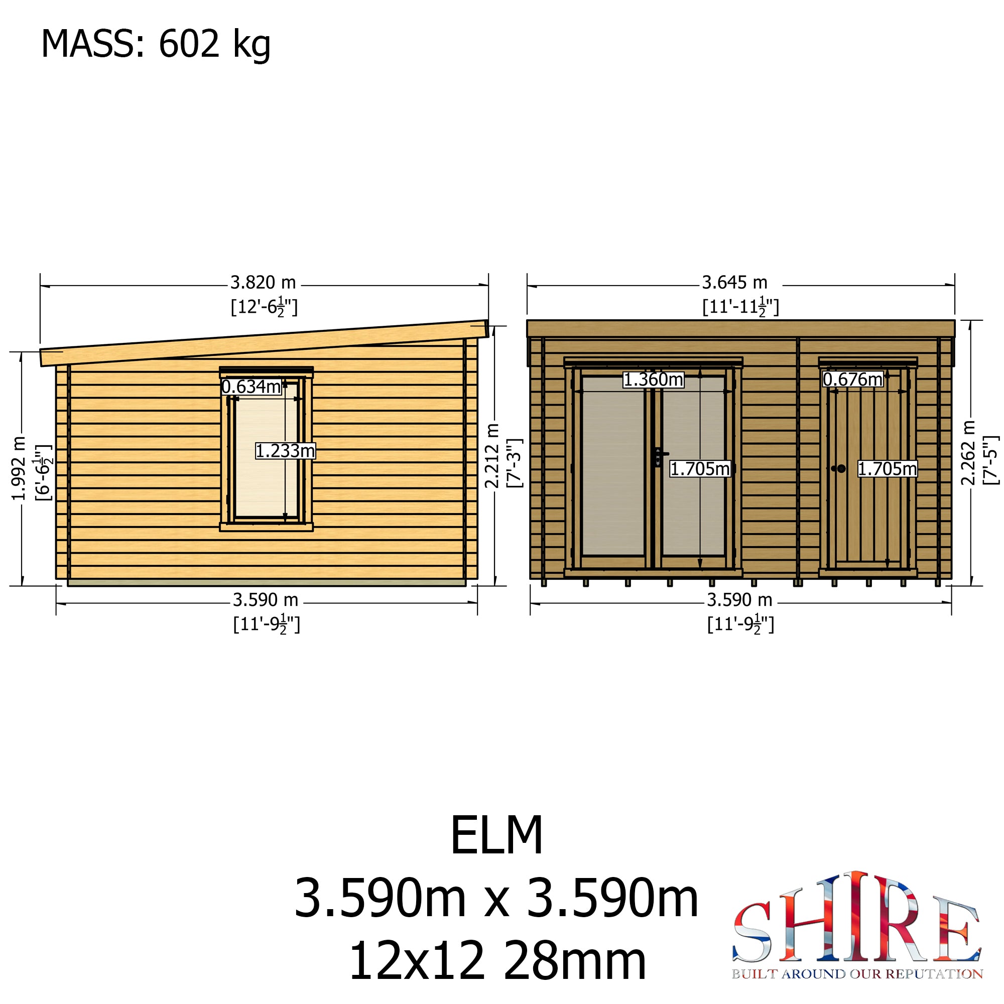Shire Elm 12x12 Log Cabin