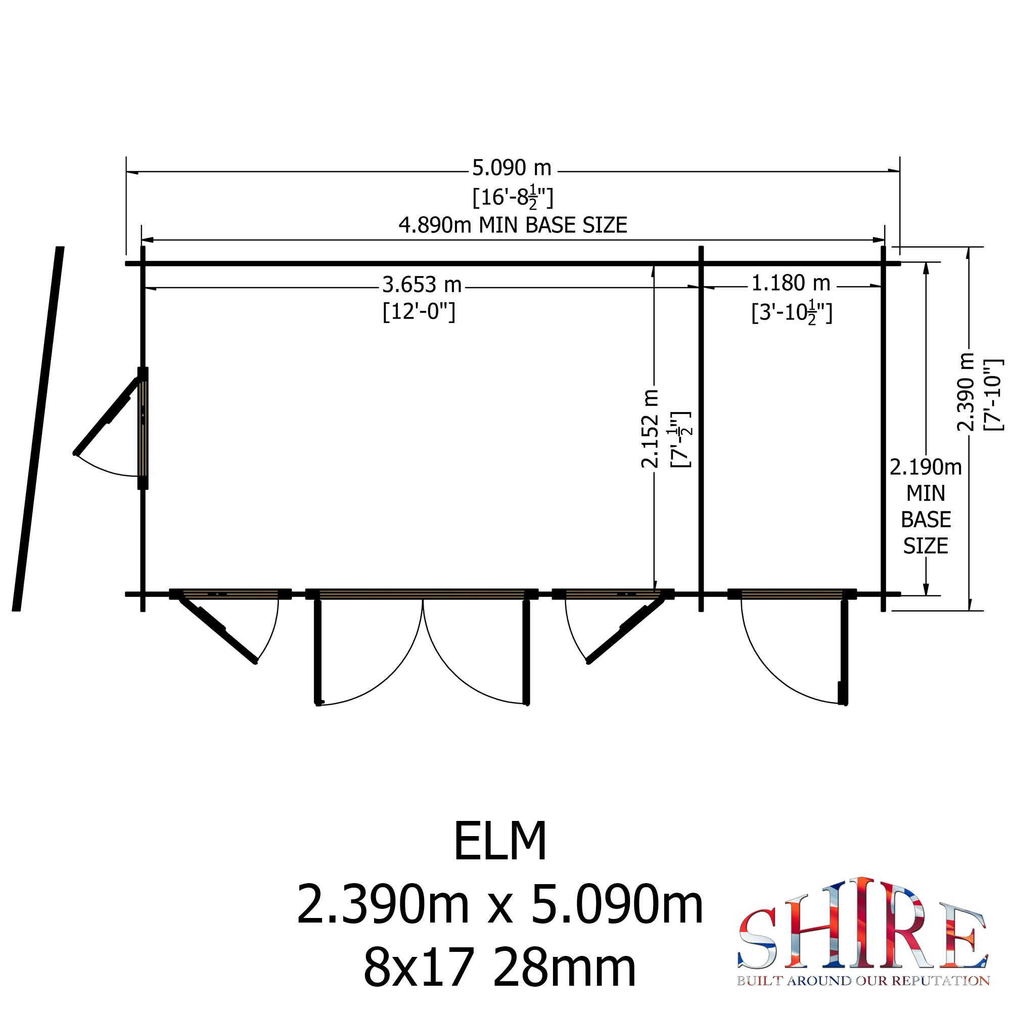 Shire Elm 8x17 Log Cabin