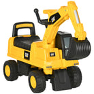 HOMCOM Licensed CAT Kids Ride on Digger Excavator with Manual Bucket, Toddler Pretend Construction Play Toy with Horn Under Seat Storage - anydaydirect