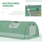 Outsunny Small Greenhouse, Portable Tunnel Green House, Green Grow House Steel Frame with 5 Mesh Windows, 3 M, Green - anydaydirect