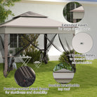 Outsunny 3.25 x 3.25m Deluxe Metal Gazebo, with Curtains - Brown and Grey - anydaydirect
