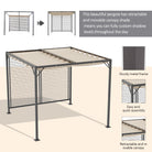 Outsunny 3 x 2.8m Metal Pergola, with Retractable Fabric Roof - Beige - anydaydirect
