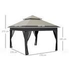 Outsunny 3 x 3(m) Pop Up Gazebo with Mosquito Netting, 1 Person Easy up Marquee Party Tent with 1-Button Push, Double Roof, Carry Bag, Sandbags, Height Adjustable Instant Shelter, Grey - anydaydirect