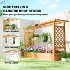 Outsunny Raised Planter with Trellis, Wooden Raised Bed for Garden with Hanging Roof and Drainage Holes, Outdoor Planter Box - anydaydirect
