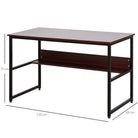 HOMCOM Computer Desk with Storage Shelf, 120 x 60cm Home Office Desk with Metal Frame, Study Table, Easy Assembly, Brown - anydaydirect