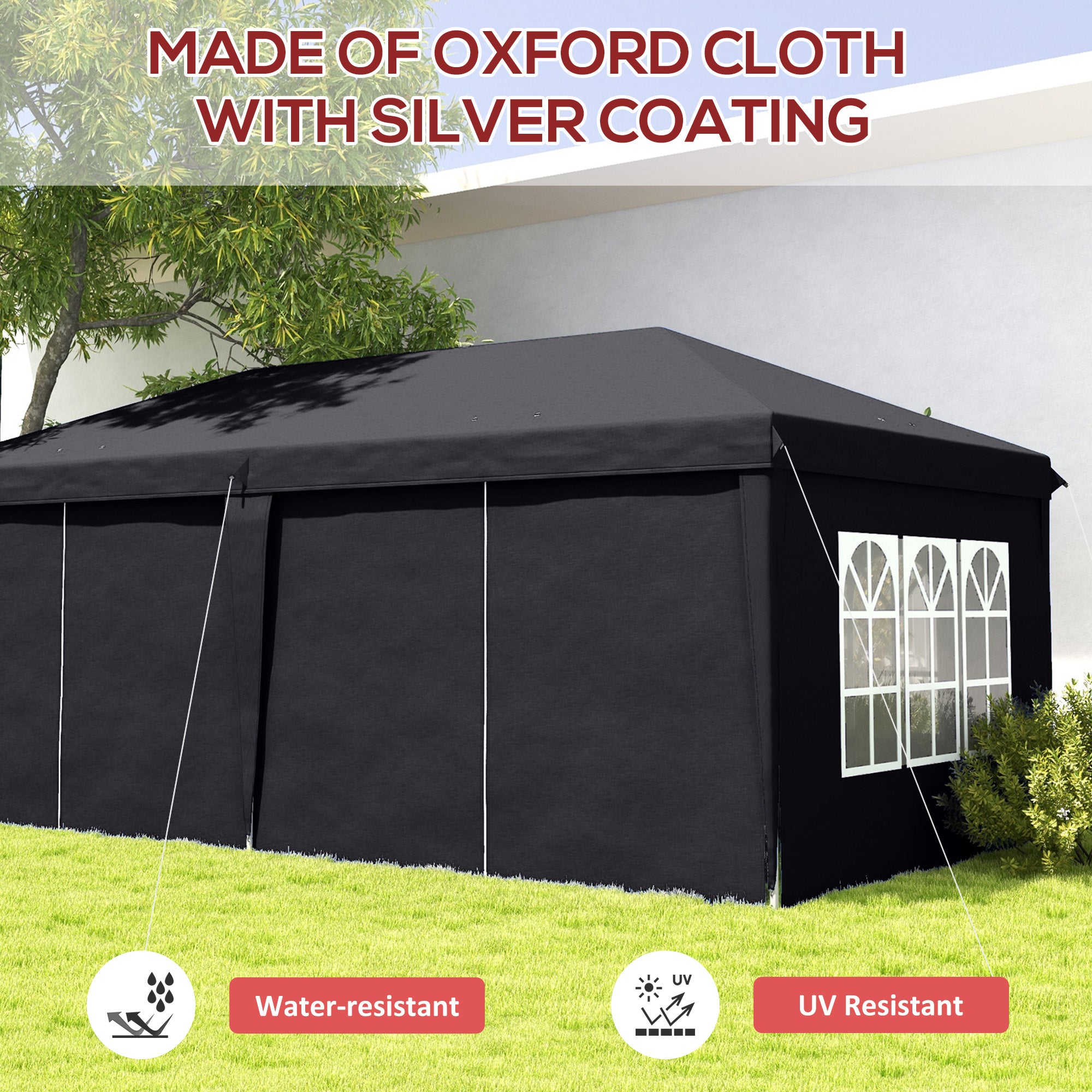 Outsunny 3 x 6m Pop-Up Gazebo, with Curtain Walls and Windows - Grey - anydaydirect