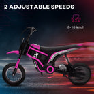 HOMCOM 24V Electric Motorbike, Dirt Bike with Twist Grip Throttle, Music Horn, 12" Pneumatic Tyres, 16 Km/h Max. Speed, Pink - anydaydirect