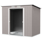 Outsunny Outdoor Garden Metal Equipment Tool Storage Shed w/ Foundation, Double Door, Vents and Sloped Roof, Grey - anydaydirect