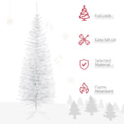 HOMCOM 5T Artificial Pine Pencil Slim Tall Christmas Tree with Branch Tips Xmas Holiday Décor with Stand White - anydaydirect