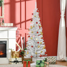 HOMCOM 5T Artificial Pine Pencil Slim Tall Christmas Tree with Branch Tips Xmas Holiday Décor with Stand White - anydaydirect