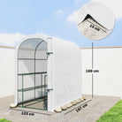 Outsunny Walk-in Greenhouse with Shelves, Small Greenhouse with PE Cover and Roll-up Door, 123 x 187 x 189 cm, White - anydaydirect