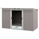 Outsunny Corrugated Garden Metal Storage Shed Outdoor Equipment Tool Box with Kit Ventilation Doors 9x 4FT Light Grey - anydaydirect