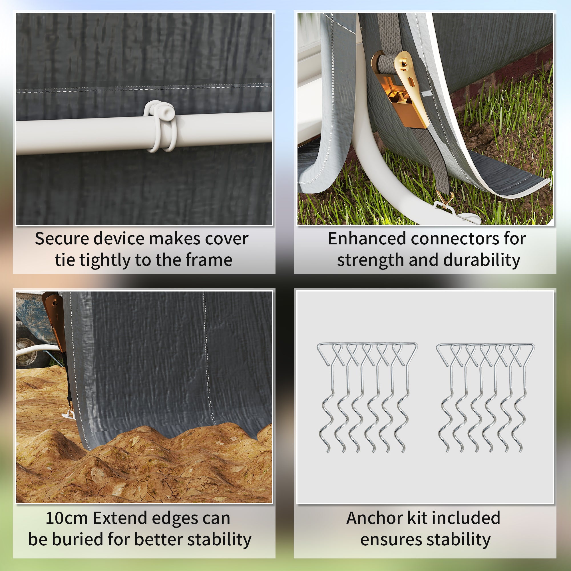 Outsunny 8 x 6.5 ft Outdoor Garden Storage Shed, Waterproof Bike Tent w/ Double Roll-up Zipper Door for Garden Tools, Dark Grey - anydaydirect