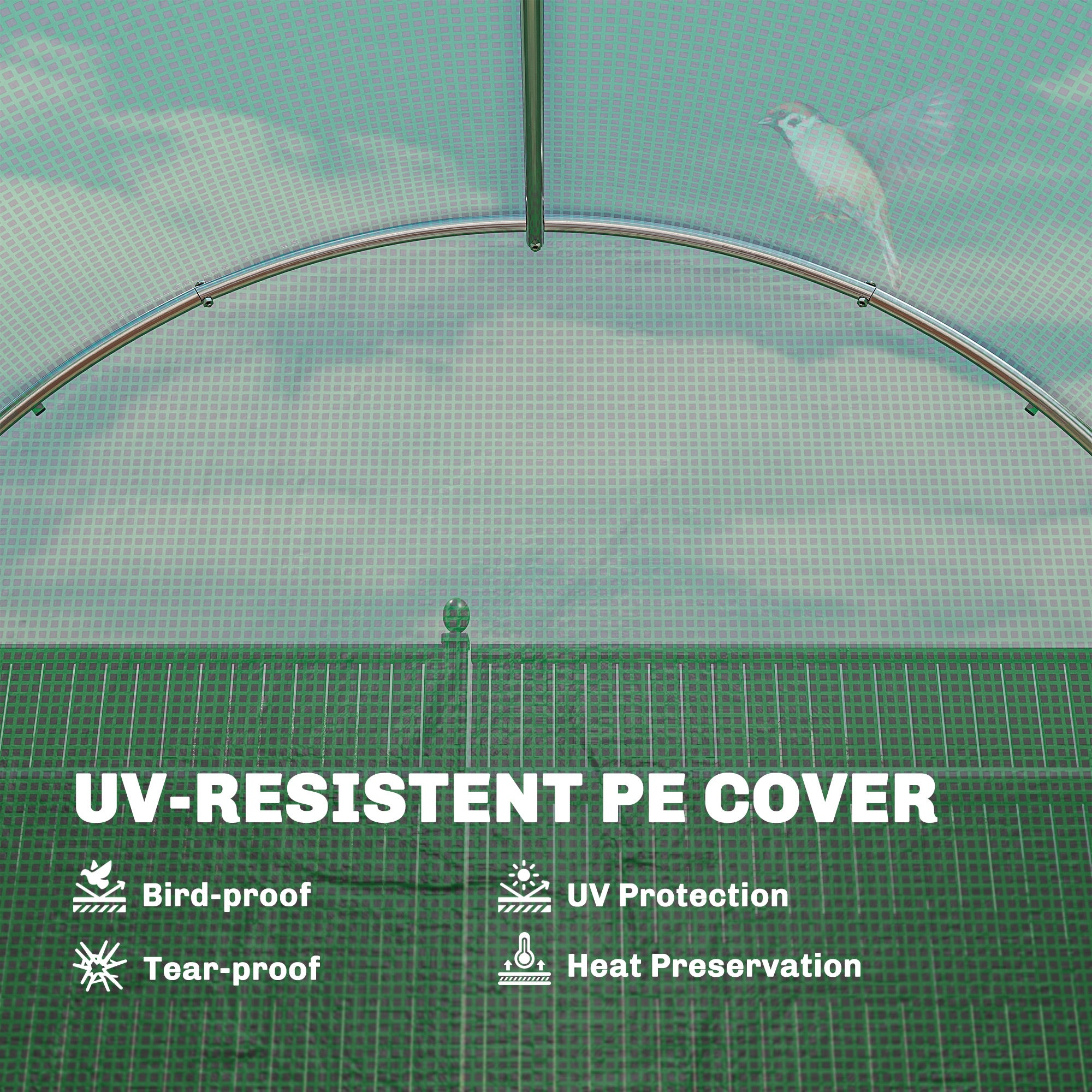Outsunny 2 x 3 m Walk-in Polytunnel Greenhouse with Hinged Door and 6 Roll Up Mesh Windows, Garden Tunnel Warm House Tent, Green - anydaydirect