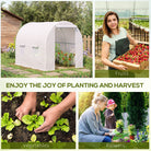 Outsunny 2.5 x 2 x 2 m Polytunnel Greenhouse, Walk-in Green House for Garden with Mesh Windows, Galvanised Steel Frame, White - anydaydirect