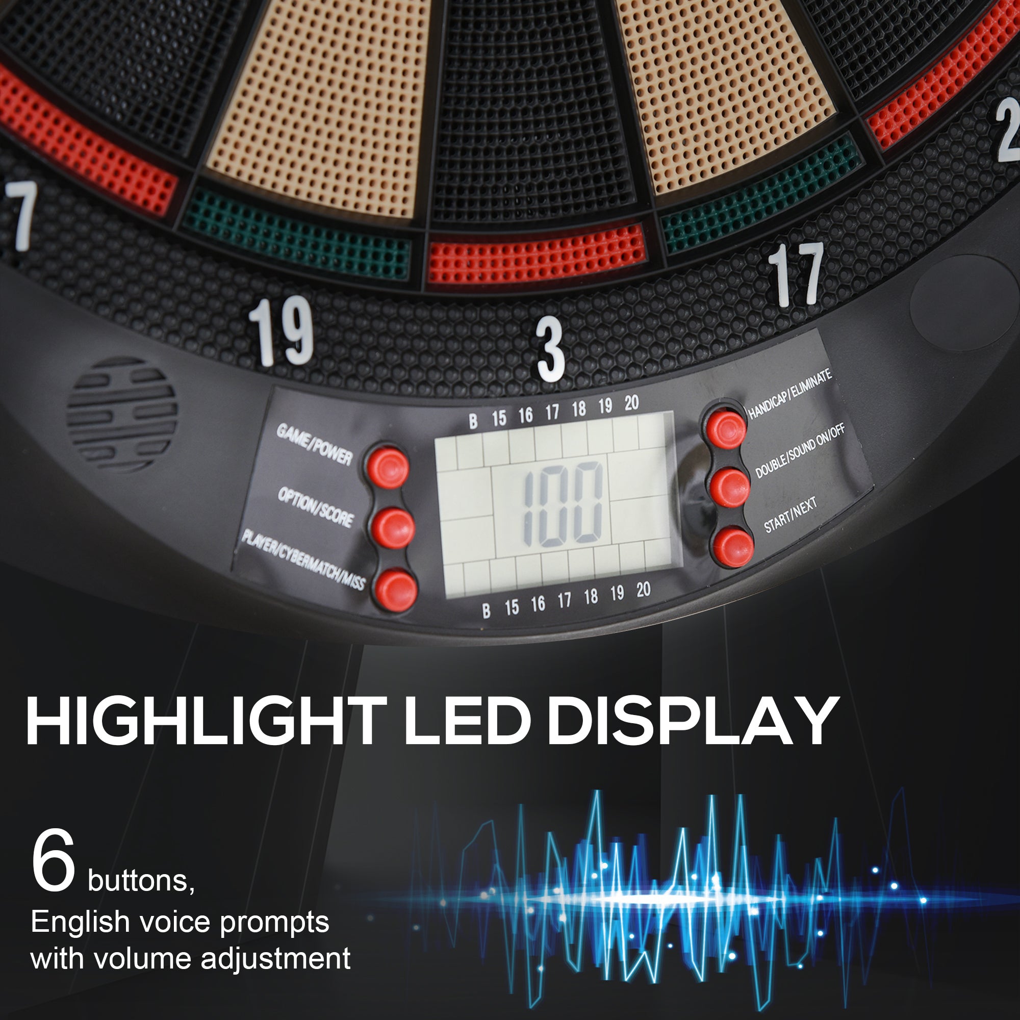 HOMCOM LCD Electronic Dartboard Set Features 26 Games w/ 185 Variations and Include 6 Darts Multi-Game Option Ready-to-Play - anydaydirect