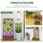 Outsunny Garden Planter with Trellis, Wooden Raised Bed for Garden with Lattice Trellis for Vegetables, Herbs and Flowers, Brown - anydaydirect