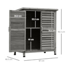 Outsunny Garden Shed Wooden Garden Storage Shed 2 Door Unit Solid Fir Wood Garage Tool Organisation Cabinet, 87L x 46.5W x 96.5Hcm, Grey - anydaydirect