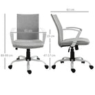 Vinsetto Office Chair Linen Swivel Computer Desk Chair Home Study Task Chair with Wheels, Arm, Adjustable Height, Light Grey - anydaydirect