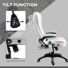 Vinsetto Massage Recliner Chair Heated Office Chair with Six Massage Points Linen-Feel Fabric 360° Swivel Wheels Cream White - anydaydirect