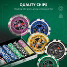 SPORTNOW 500-Piece Poker Chips Set, Poker Set with Mat, Chips, Two Card Decks, Dealer, Five Dices - anydaydirect