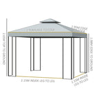 Outsunny 3 x 3 m Garden Gazebo Double Roof Marquee Patio Wedding Party Tent Canopy Shelter with Sidewalls, (Dark Grey) - anydaydirect