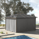 Outsunny Replacement Gazebo Curtains, 4-Panel Gazebo Side Panels Only, for 3 x 3 (M) Gazebos or Pergolas, Hooks/C-Rings Included, Light Grey - anydaydirect