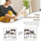HOMCOM Reversible L Shaped Desk with Hutch, Industrial Computer Desk, Corner Desk with Storage Compartments and Steel Frame for Home Office, Study, 140 x 125cm, Brown - anydaydirect