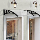 Outsunny Curved Window Door Canopy Aluminium Rigid Plastic Polycarbonate Fixed Outdoor Awning Modern Design UV Water Rain Resist 120 x 75cm White - anydaydirect