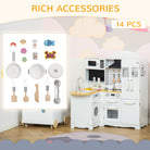 HOMCOM Kids Kitchen Playset, Large Pretend Role Play Kitchen, White - anydaydirect