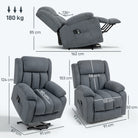 HOMCOM Power Lift Recliner Chair with Massage, Overstuffed Lift Chair for Elderly with Footrest, Remote and Side Pocket, Grey - anydaydirect