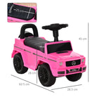 HOMCOM Aosom Compatible Baby Push Handle Sliding Car Mercedes-Benz G350 Licensed Foot to Floor Slider w/ Horn Under Seat Storage Pink - anydaydirect