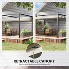 Outsunny 4 x 3(m) Metal Pergola with Retractable Roof, Garden Gazebo Canopy Shelter for Outdoor, Patio, Cream White - anydaydirect