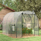 Outsunny Polytunnel Greenhouse Walk-in Grow House with Plasric Cover, Door, Mesh Window and Steel Frame, 3 x 2 x 2m, Clear - anydaydirect