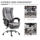 Vinsetto Home Office Chair Microfibre Desk Chair with Reclining Function Armrests Swivel Wheels Footrest Grey - anydaydirect