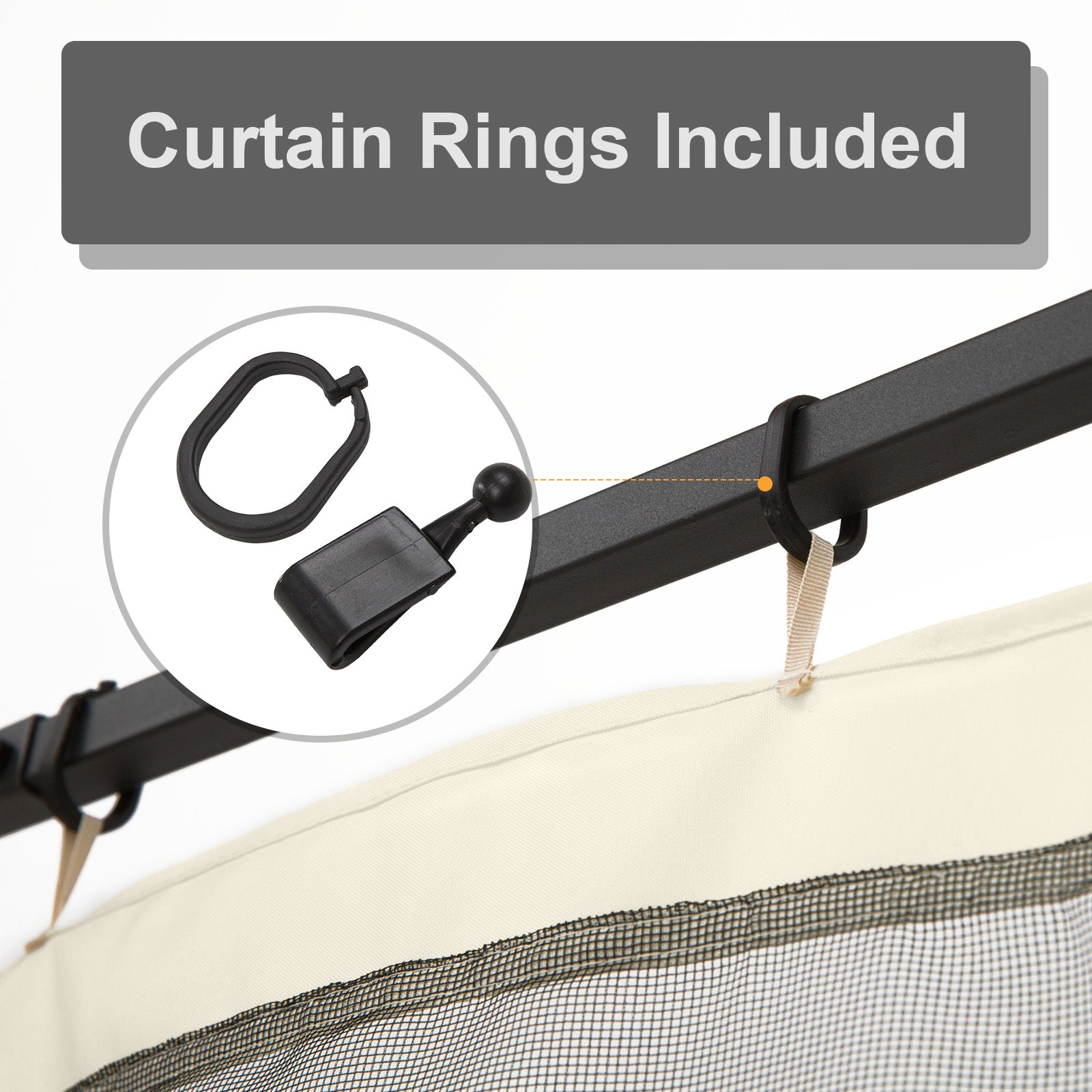 Outsunny 302 x 207cm Universal Replacement Mesh Sidewall Netting for Patio Gazebos and Canopy Tents, (Sidewall Only) Beige - anydaydirect