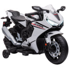 HOMCOM Electric Ride On Motorcycle with Headlights Music, 6V Battery Powered Kids Motorcycle Vehicle with Training Wheels, for 3-5 Years Old, White - anydaydirect