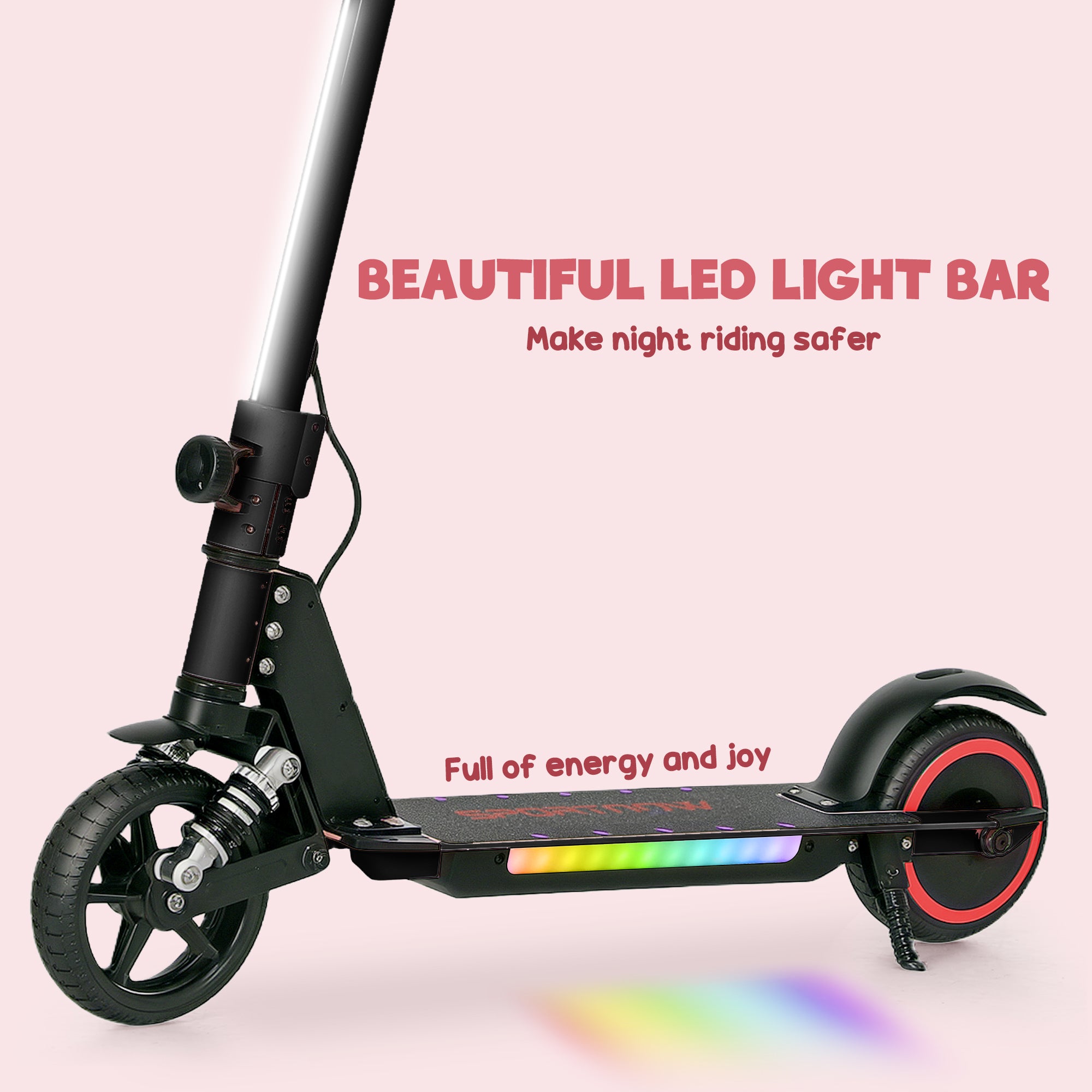 SPORTNOW Folding Electric Scooter for Kids Age 6-14 with Dual Brakes, Front Suspension, LED Colourful Lights and Display, 6.8kg Lightweight Aluminium E Scooter, Up to 14 KM/H & 6 KM, Black - anydaydirect