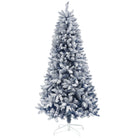 HOMCOM 6ft Flocked Artificial Christmas Tree with 700 Snow Frosted Tips, Metal Stand, Snowy Hinged Xmas Tree, Blue - anydaydirect