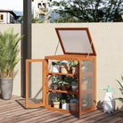 Outsunny 3-tier Wood Greenhouse Garden Polycarbonate Cold Frame Balcony Grow House w/ Storage Shelf for Plants, Flowers, Orange - anydaydirect