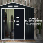 Outsunny Lockable Garden Shed Large Patio Roofed Tool Metal Storage Building Foundation Sheds Box Outdoor Furniture, 7ft x 4ft, Dark Grey - anydaydirect