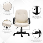 HOMCOM Swivel Executive Office Chair Home Mid Back PU Leather Computer Desk Chair for Adults with Arm, Wheels, Cream - anydaydirect