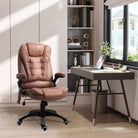 Vinsetto Massage Recliner Chair Heated Office Chair with Six Massage Points Microfiber Cloth 360° Swivel Wheels Brown - anydaydirect