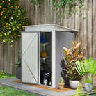 Outsunny Metal Garden Shed, Outdoor Lean-to Shed for Tool Motor Bike, with Adjustable Shelf, Lock, Gloves, 5'x3'x6', Grey - anydaydirect