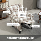 HOMCOM 160° Reclining Armchair, with Footrest - Brown - anydaydirect