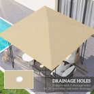 Outsunny 3 x 3(m) Gazebo Canopy Replacement Cover, Garden Gazebo Roof Replacement with Drain Holes, Water Resistant PVC Coating, 370g/?, UPF30+, TOP COVER ONLY, Beige - anydaydirect