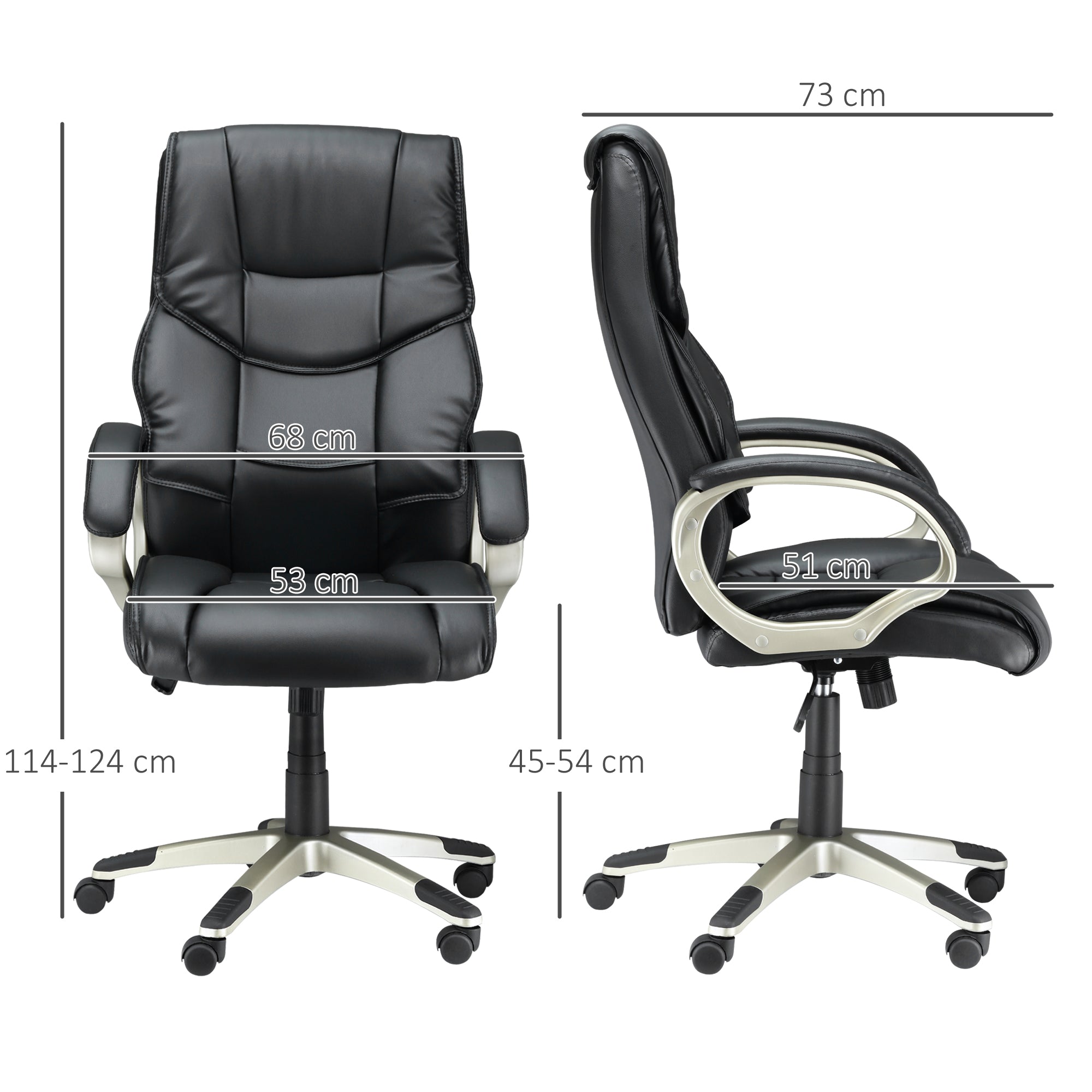 HOMCOM Home Office Chair High Back Computer Desk Chair with Faux Leather Adjustable Height Rocking Function Black - anydaydirect